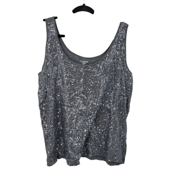 Lane Bryant Gray Sequin Scoop Neck Tank Top Plus Size 18/20 Party Night Out Glam - Picture 1 of 9